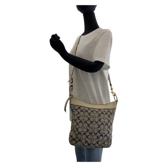 COACH Shoulder Bag canvas gray Signature