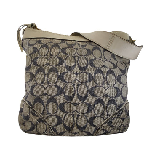 COACH Shoulder Bag canvas gray Signature