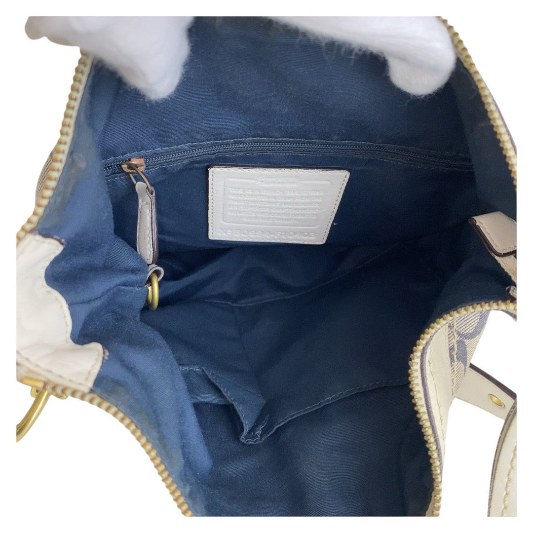 COACH Shoulder Bag canvas gray Signature