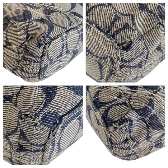 COACH Shoulder Bag canvas gray Signature