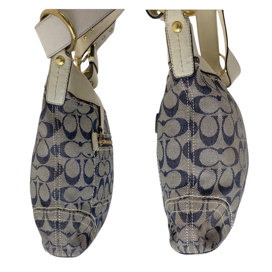 COACH Shoulder Bag canvas gray Signature