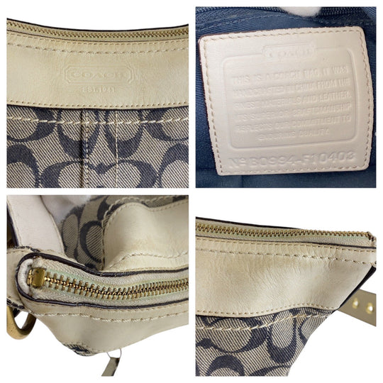 COACH Shoulder Bag canvas gray Signature