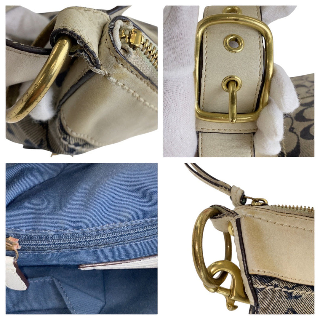 COACH Shoulder Bag canvas gray Signature