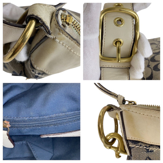 COACH Shoulder Bag canvas gray Signature