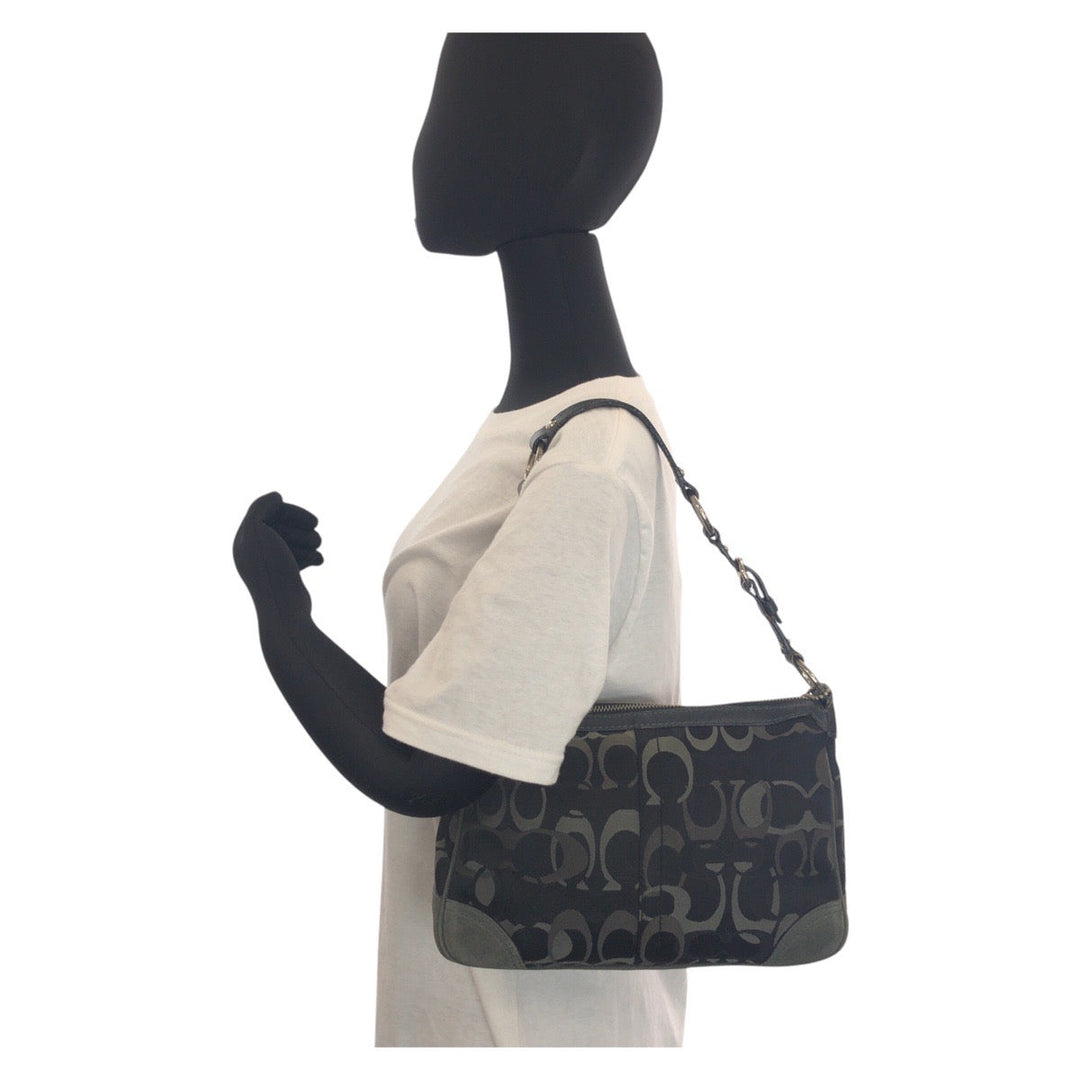 COACH Shoulder Bag canvas black Signature