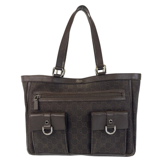GUCCI Tote Bag 268639 GG canvas, leather Brown Silver Metal Tote Bag Shoulder Bag Abbey Women Used Authentic