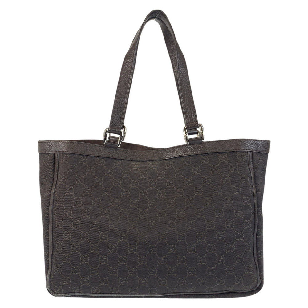GUCCI Tote Bag 268639 GG canvas, leather Brown Silver Metal Tote Bag Shoulder Bag Abbey Women Used Authentic