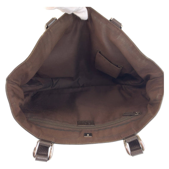 GUCCI Tote Bag 268639 GG canvas, leather Brown Silver Metal Tote Bag Shoulder Bag Abbey Women Used Authentic