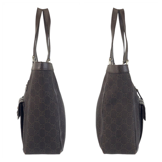 GUCCI Tote Bag 268639 GG canvas, leather Brown Silver Metal Tote Bag Shoulder Bag Abbey Women Used Authentic