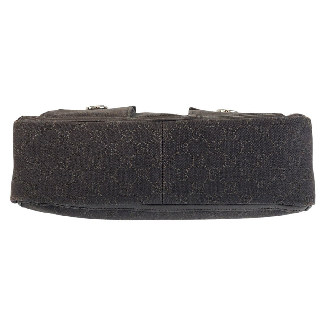 GUCCI Tote Bag 268639 GG canvas, leather Brown Silver Metal Tote Bag Shoulder Bag Abbey Women Used Authentic