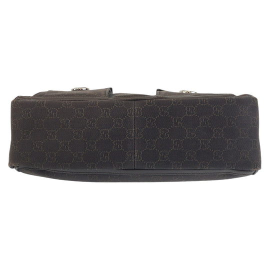 GUCCI Tote Bag 268639 GG canvas, leather Brown Silver Metal Tote Bag Shoulder Bag Abbey Women Used Authentic