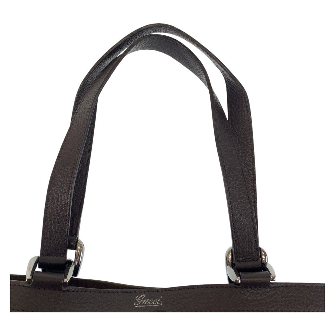 GUCCI Tote Bag 268639 GG canvas, leather Brown Silver Metal Tote Bag Shoulder Bag Abbey Women Used Authentic