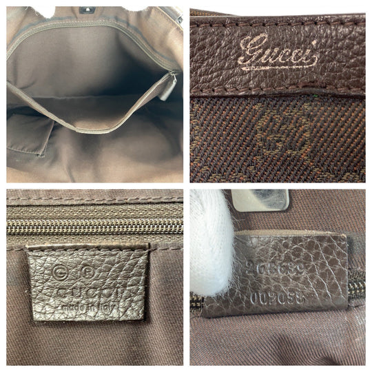 GUCCI Tote Bag 268639 GG canvas, leather Brown Silver Metal Tote Bag Shoulder Bag Abbey Women Used Authentic