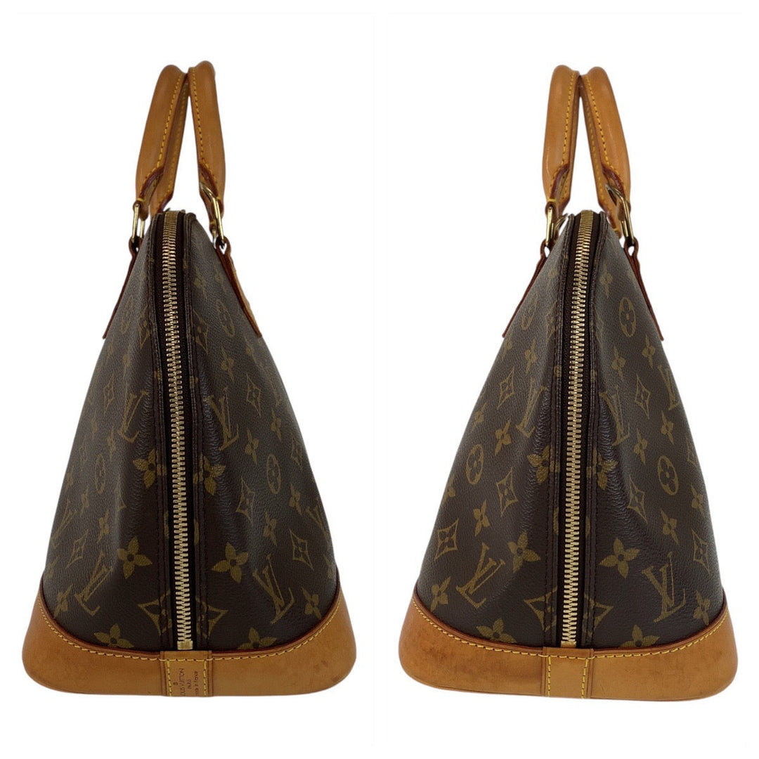 LOUIS VUITTON Handbag M53151 PVC, Leather Brown Gold Metal Handbag Monogram Alma PM Women Used Authentic