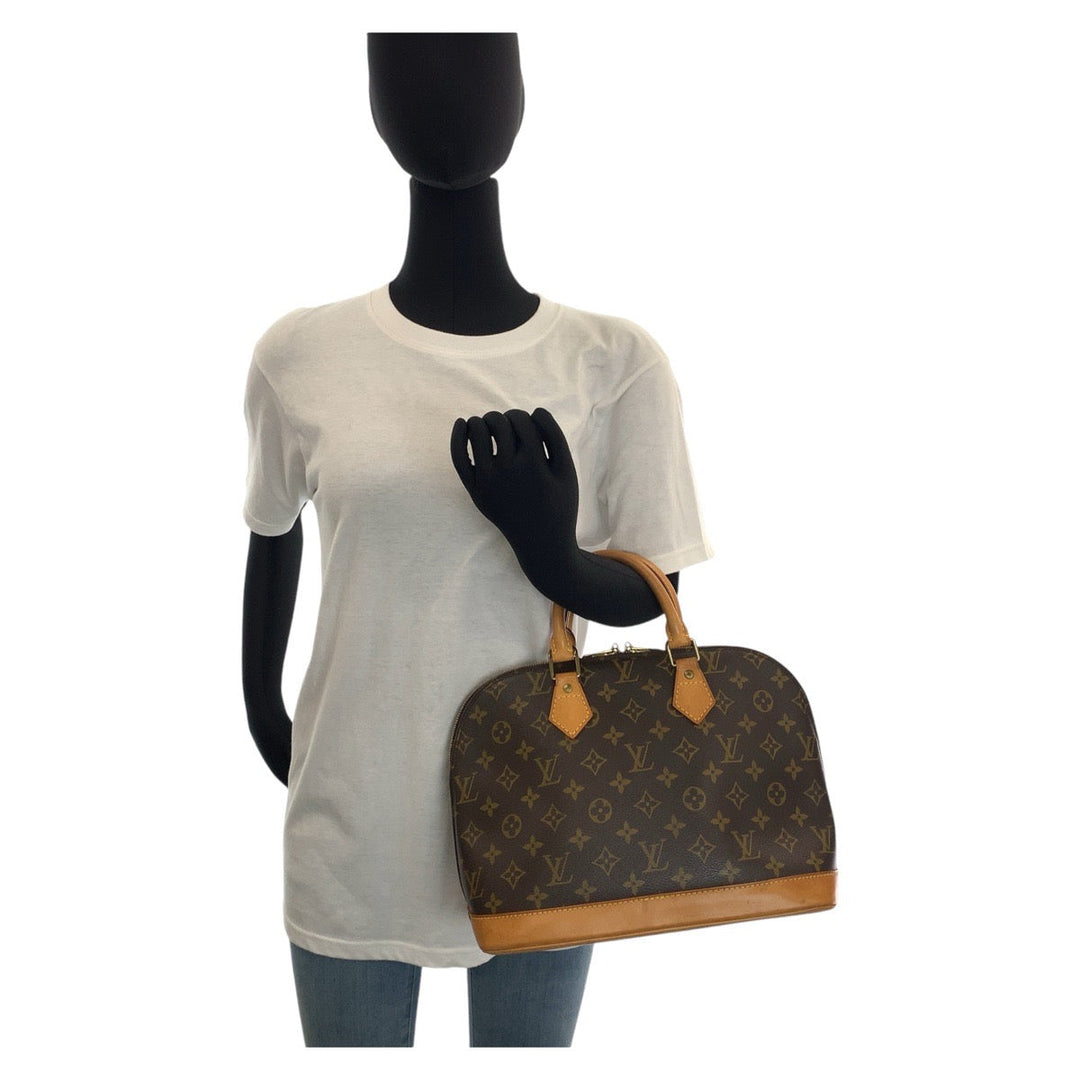 LOUIS VUITTON Handbag M53151 PVC, Leather Brown Gold Metal Handbag Monogram Alma PM Women Used Authentic