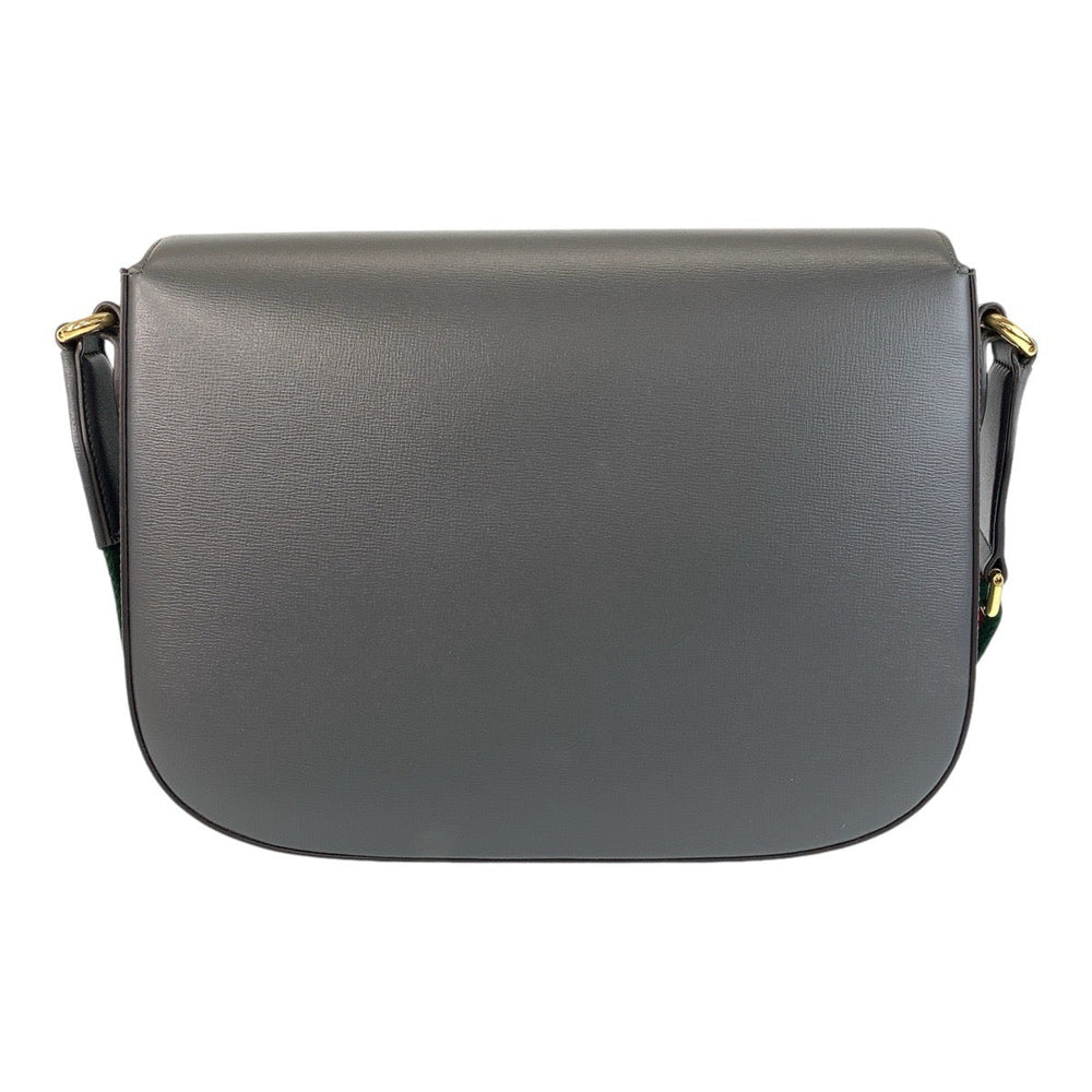 GUCCI Shoulder Bag 700457 leather Grey GoldMetal Crossbody Shoulder Bag Pochette Sherry line horsebit mens Used Authentic