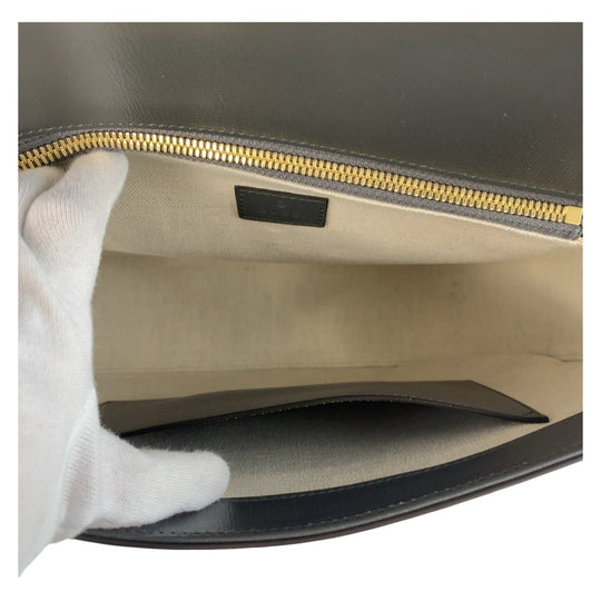 GUCCI Shoulder Bag 700457 leather Grey GoldMetal Crossbody Shoulder Bag Pochette Sherry line horsebit mens Used Authentic