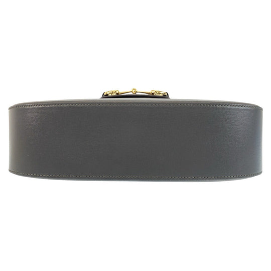 GUCCI Shoulder Bag 700457 leather Grey GoldMetal Crossbody Shoulder Bag Pochette Sherry line horsebit mens Used Authentic