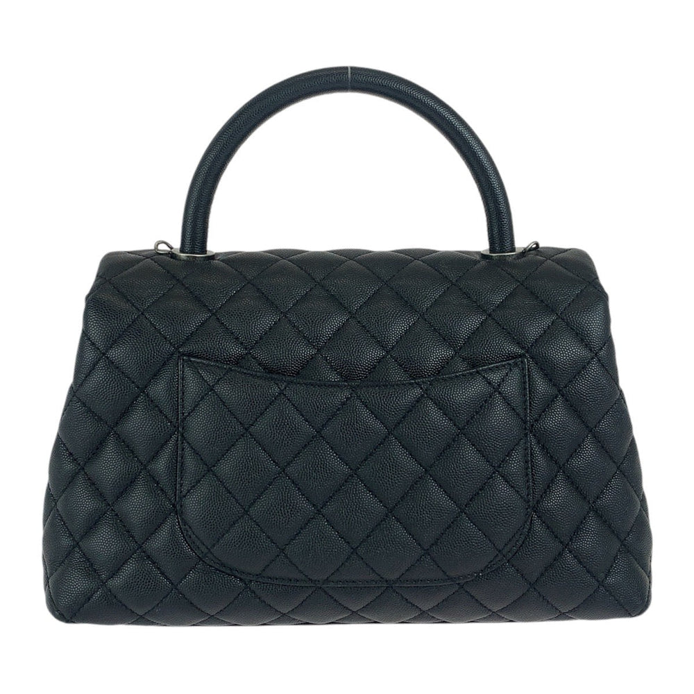 CHANEL Handbag Caviar skin black Handbag Shoulder Bag COCO Mark Coco Handle 29 Large Women Used Authentic