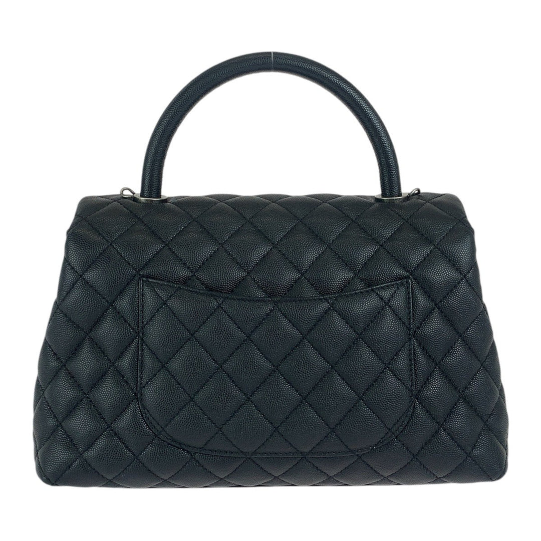CHANEL Handbag Caviar skin black Handbag Shoulder Bag COCO Mark Coco Handle 29 Large Women Used Authentic