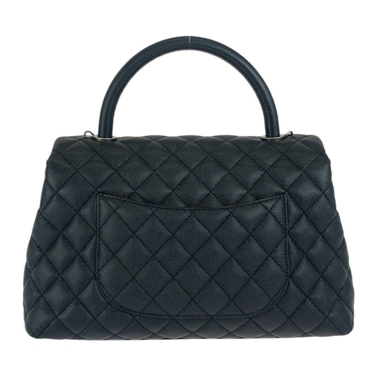 CHANEL Handbag Caviar skin black Handbag Shoulder Bag COCO Mark Coco Handle 29 Large Women Used Authentic