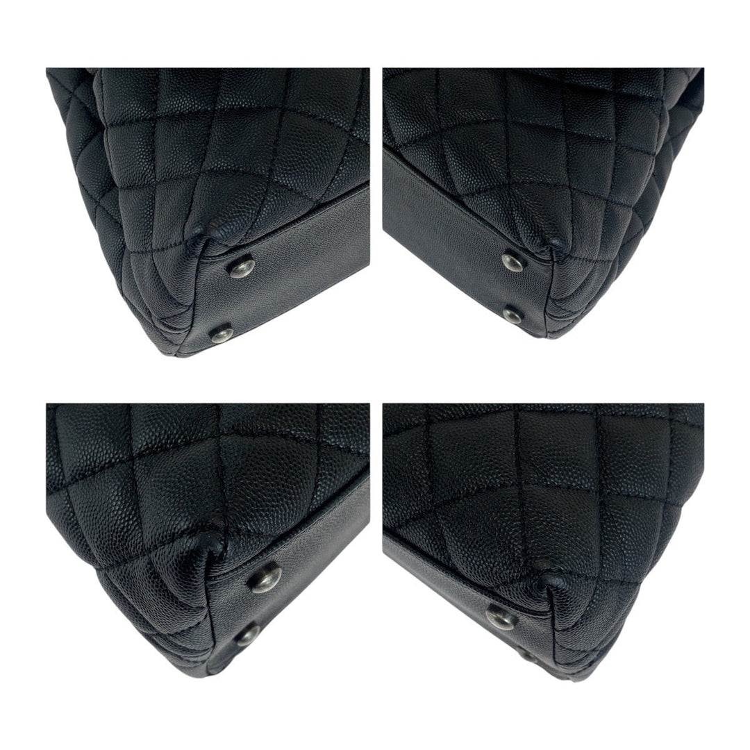 CHANEL Handbag Caviar skin black Handbag Shoulder Bag COCO Mark Coco Handle 29 Large Women Used Authentic