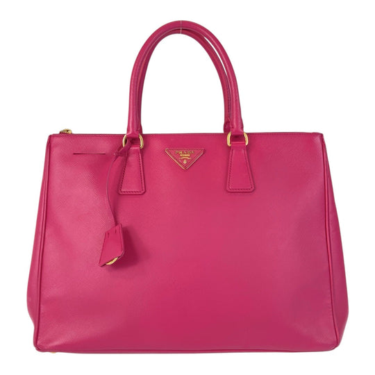 PRADA Tote Bag leather Pink Gold Metal Tote Bag handbag Saffiano Galleria Women Used Authentic