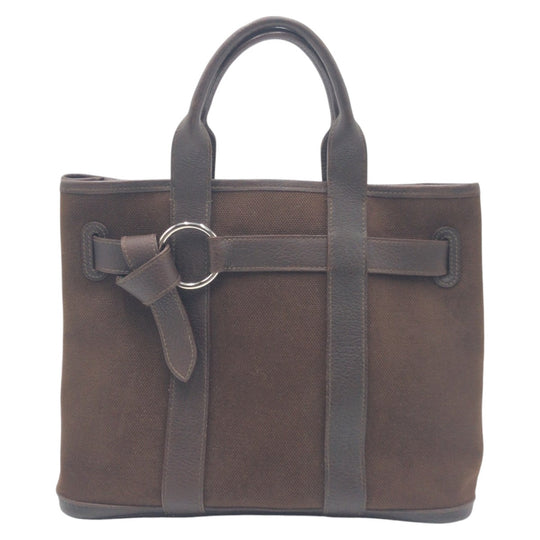 HERMES Tote Bag canvas Brown Tote Bag handbag Petite Centeur PM Women Used Authentic