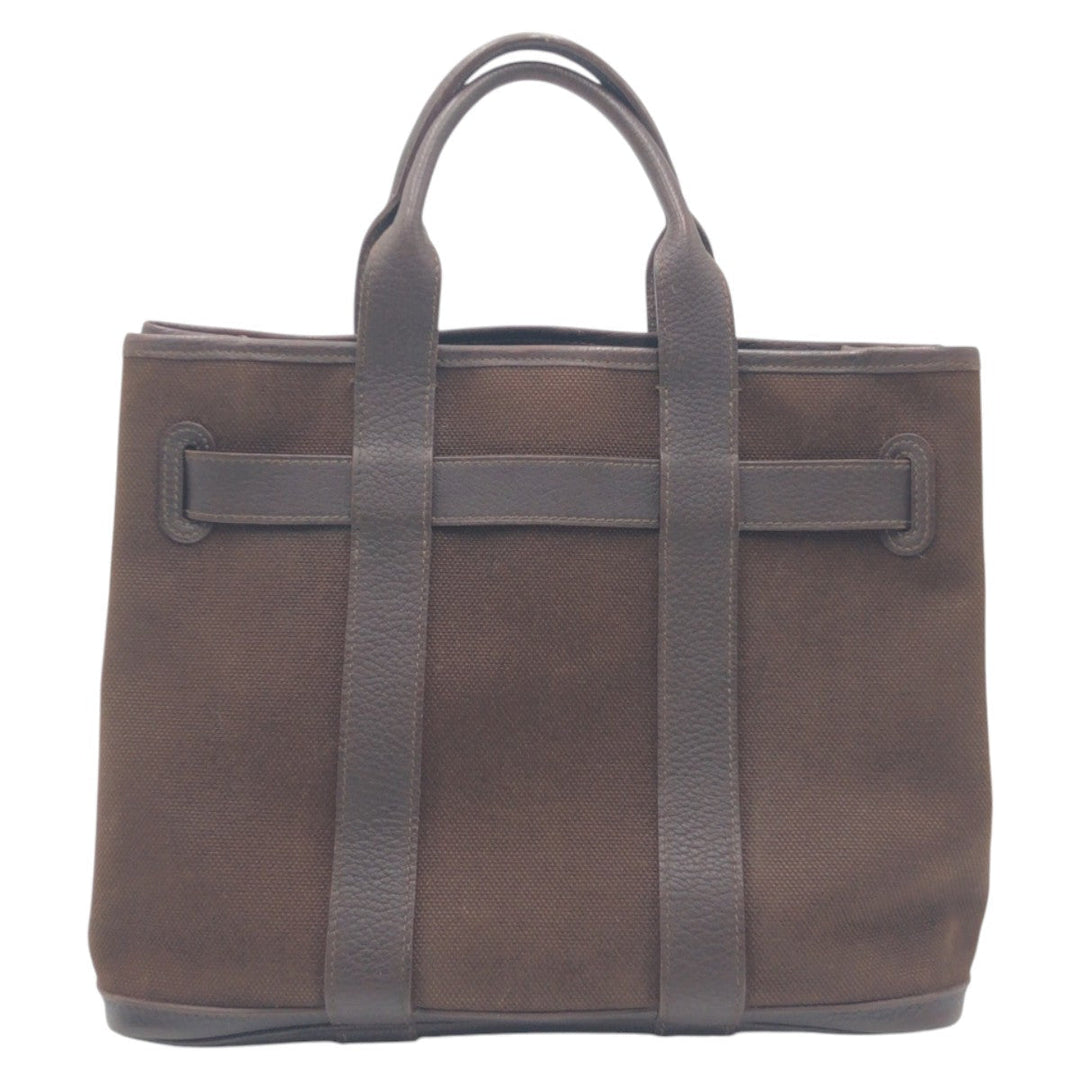 HERMES Tote Bag canvas Brown Tote Bag handbag Petite Centeur PM Women Used Authentic