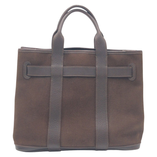 HERMES Tote Bag canvas Brown Tote Bag handbag Petite Centeur PM Women Used Authentic