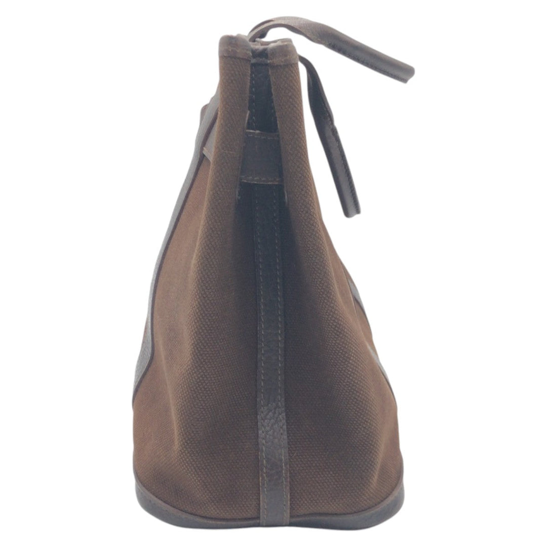 HERMES Tote Bag canvas Brown Tote Bag handbag Petite Centeur PM Women Used Authentic