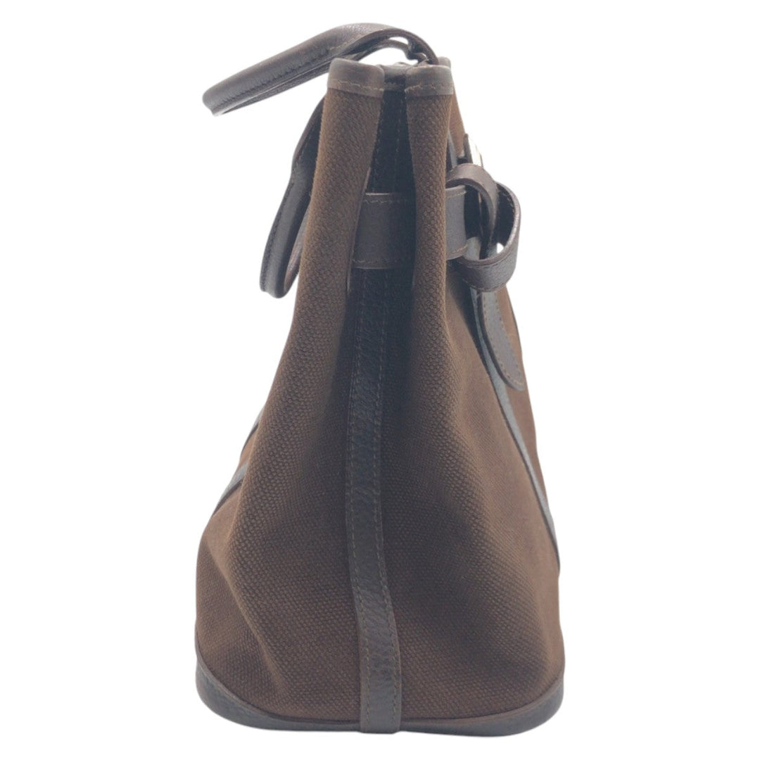 HERMES Tote Bag canvas Brown Tote Bag handbag Petite Centeur PM Women Used Authentic