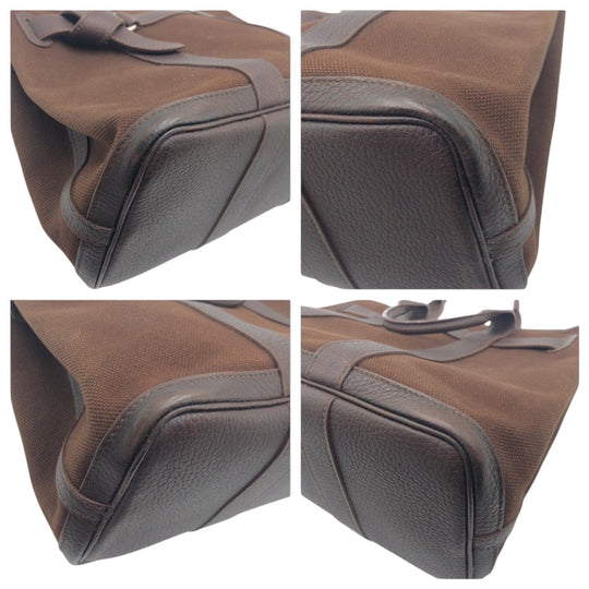 HERMES Tote Bag canvas Brown Tote Bag handbag Petite Centeur PM Women Used Authentic