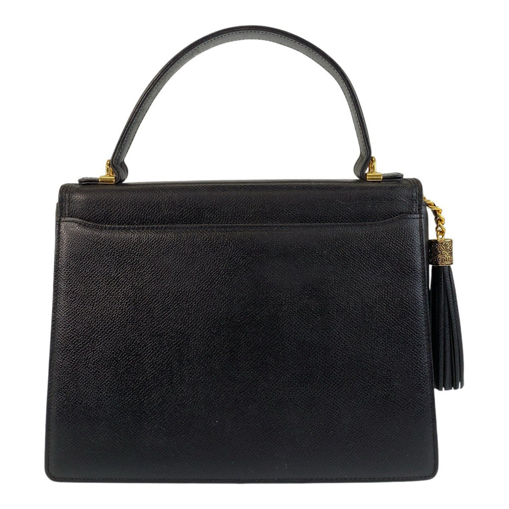 Valentino Garavani Handbag leather Black Gold Metal Handbag Women Used Authentic