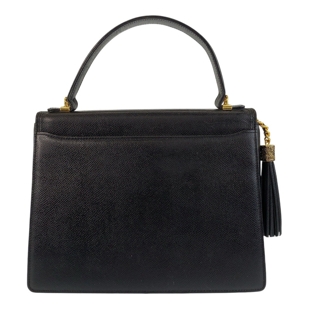 Valentino Garavani Handbag leather Black Gold Metal Handbag Women Used Authentic