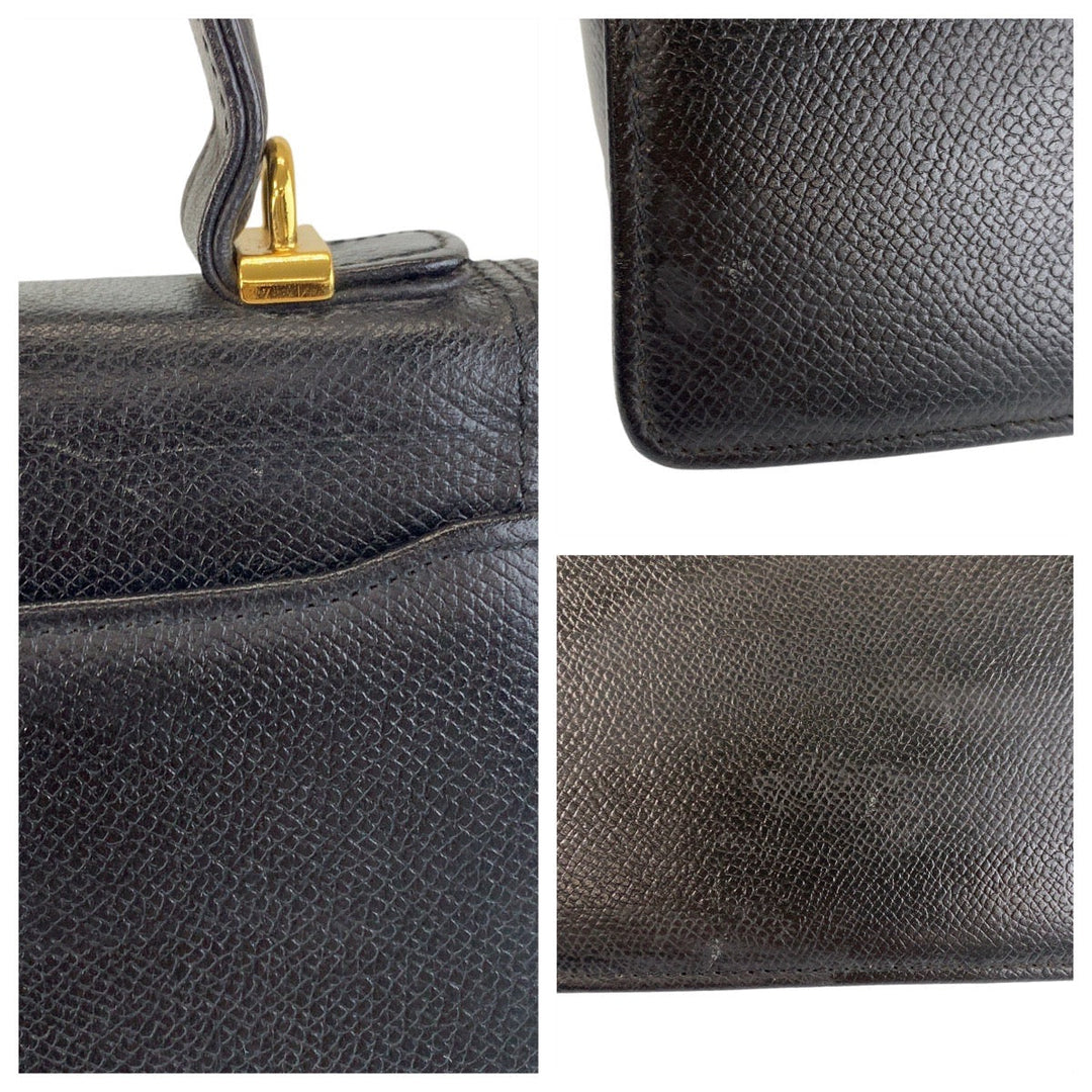 Valentino Garavani Handbag leather Black Gold Metal Handbag Women Used Authentic