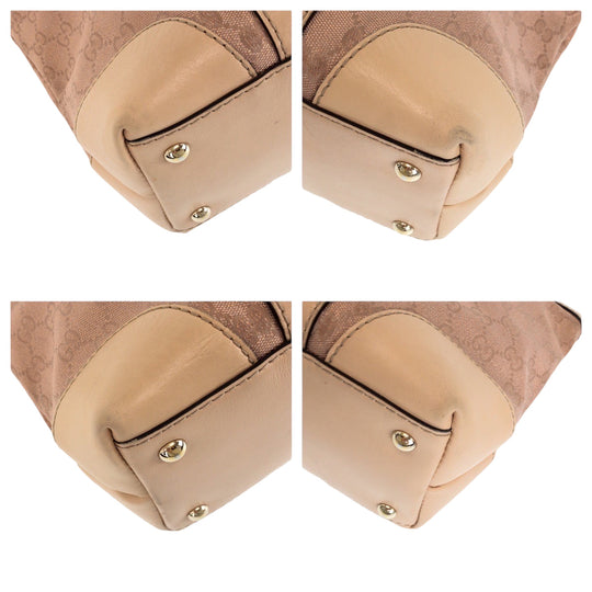 GUCCI Tote Bag 257069 GG canvas Pink Beige Gold Metal Tote Bag Shoulder Bag Lovely Women Used Authentic
