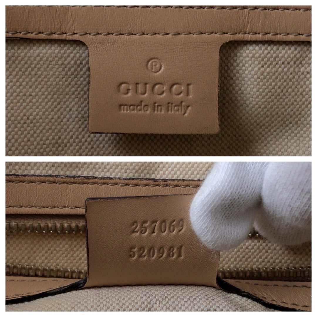 GUCCI Tote Bag 257069 GG canvas Pink Beige Gold Metal Tote Bag Shoulder Bag Lovely Women Used Authentic