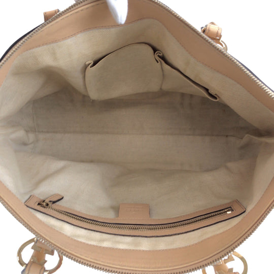GUCCI Tote Bag 257069 GG canvas Pink Beige Gold Metal Tote Bag Shoulder Bag Lovely Women Used Authentic
