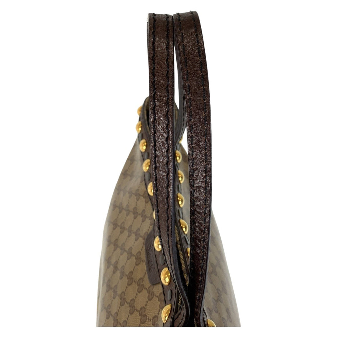 GUCCI Tote Bag 207291 PVC, Leather Brown Gold Metal Tote Bag Shoulder Bag GG crystal Women Used Authentic