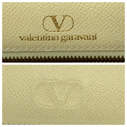 Valentino Garavani Shoulder Bag leather Ivory Gold Metal Shoulder Bag Crossbody Fringe tassel Women Used Authentic