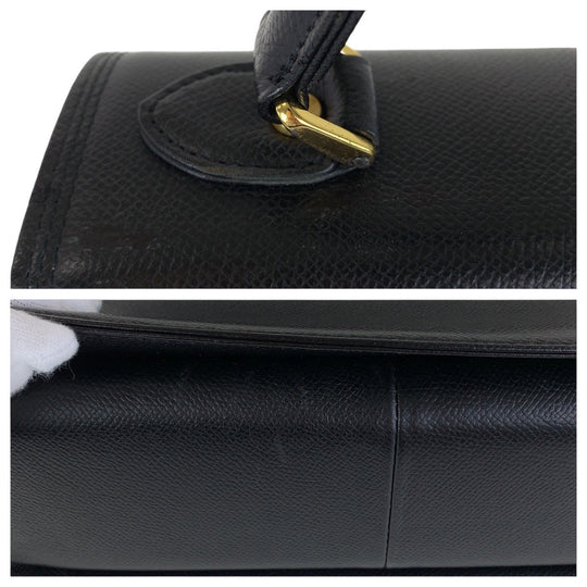 Valentino Garavani Handbag leather Black Gold Metal Kelly Style Tassel Women Used Authentic