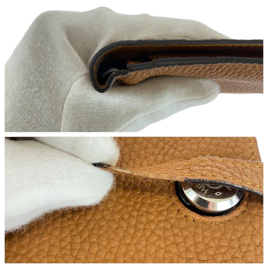 HERMES Long Wallet Purse Togo Gold Light Brown Camel Long Wallet Purse Long wallet unisex Dogon GM Women Used Authentic