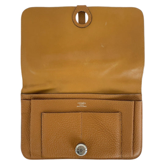 HERMES Long Wallet Purse Togo Gold Light Brown Camel Long Wallet Purse Long wallet unisex Dogon GM Women Used Authentic