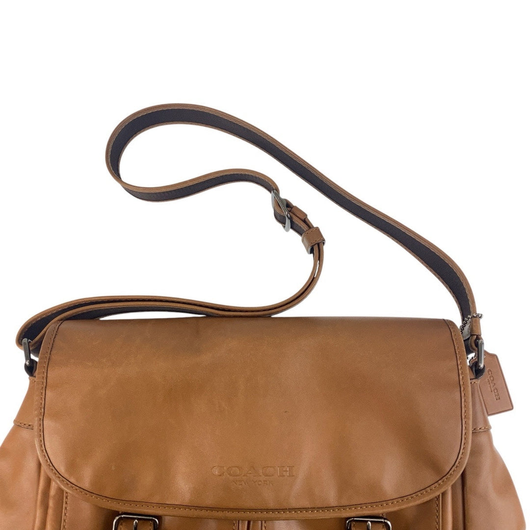 COACH Shoulder Bag 1493 leather Brown Silver Metal Shoulder Bag Messenger bag mens Used Authentic