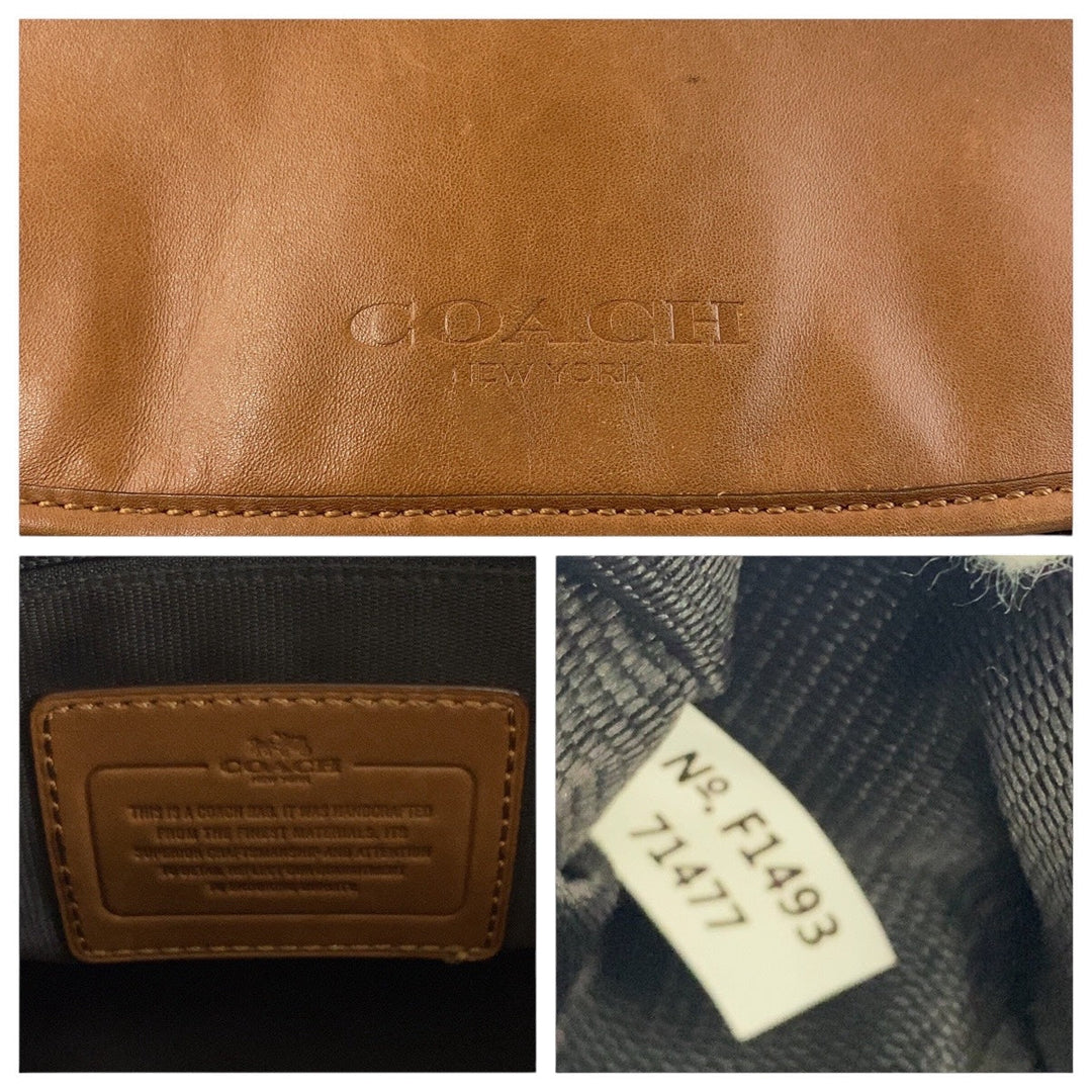 COACH Shoulder Bag 1493 leather Brown Silver Metal Shoulder Bag Messenger bag mens Used Authentic