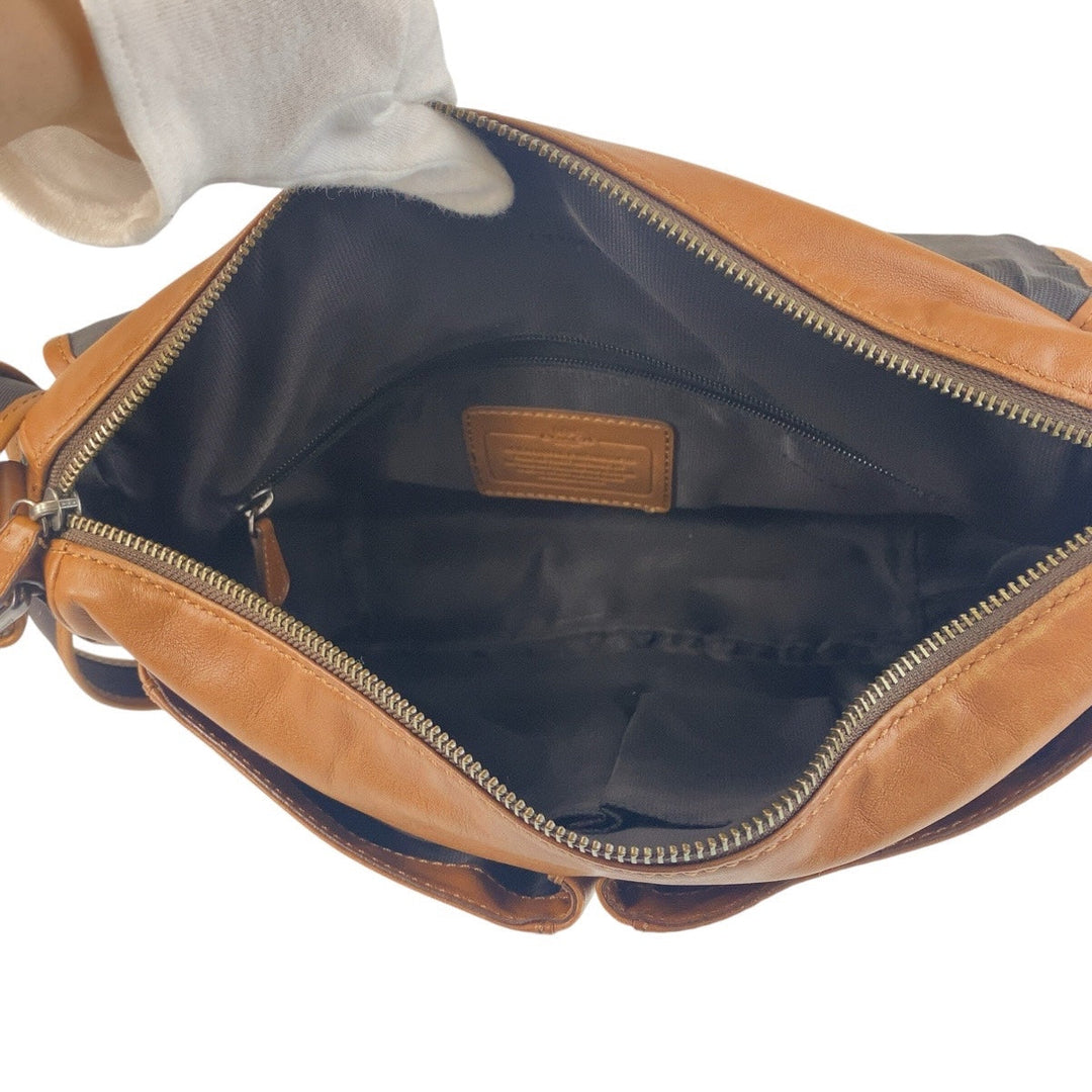 COACH Shoulder Bag 1493 leather Brown Silver Metal Shoulder Bag Messenger bag mens Used Authentic