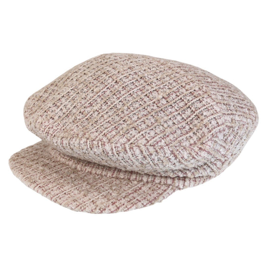 CHANEL Casquette Cotton , Rayon , Linen pink Newsboy cap hunting COCO Mark Women M Used Authentic