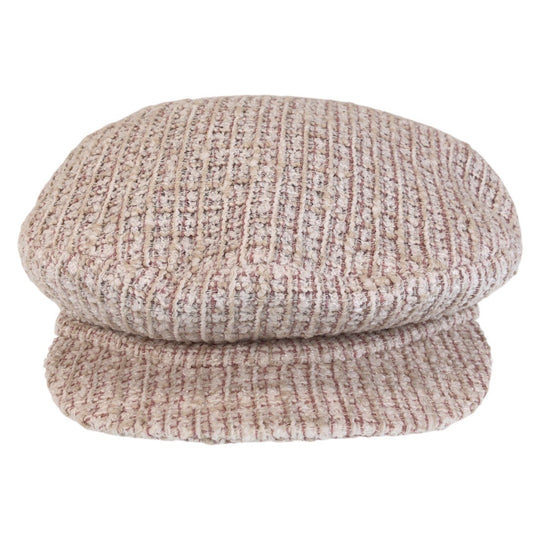 CHANEL Casquette Cotton , Rayon , Linen pink Newsboy cap hunting COCO Mark Women M Used Authentic