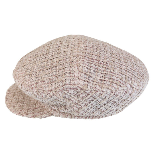 CHANEL Casquette Cotton , Rayon , Linen pink Newsboy cap hunting COCO Mark Women M Used Authentic